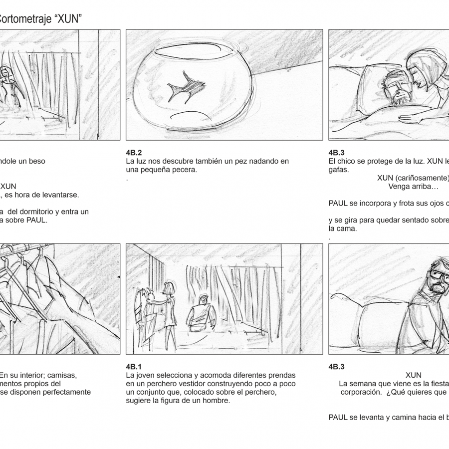 Página del storyboard elaborado por Ángel Tirado