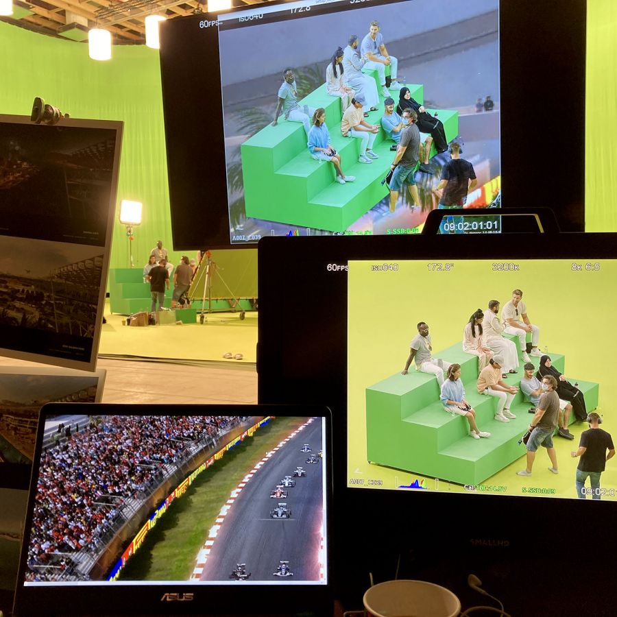 Detalle de los monitores de control de la grabación