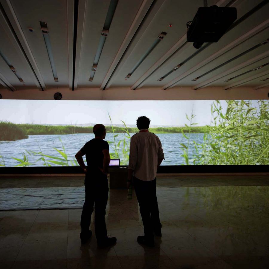 Chequeando el  sonido de una de las proyecciones